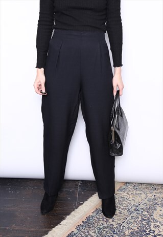 VINTAGE 90S BLACK HIGH WAISTED LOOSE LEG TROUSERS