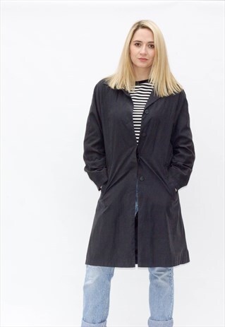 VINTAGE 90'S OVERSIZED BLACK TRENCH COAT