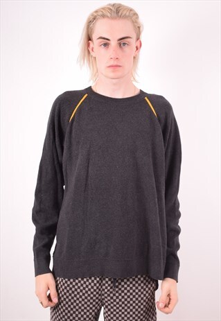 DOCKERS MENS VINTAGE JUMPER SWEATER LARGE GREY 90S