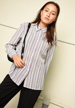 70'S RETRO MINIMALIST MONOCHROME OVERSIZED SHIRT BLOUSE