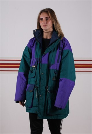 RETRO PURPLE AND GREEN ALL WEATHER COAT