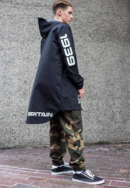 Black Goretex Great Britain Raincoat Waterproof Jacket Y2k