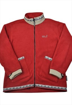 Vintage Polartec Fleece Jacket Block Colour Red Small