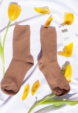 Brown Colour Block Socks