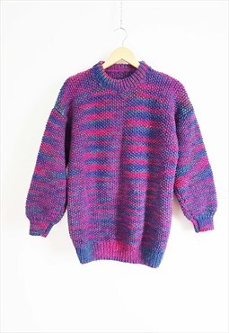 Vintage Purple Thick Wool Handknit Sweater Purple Heavy Wool