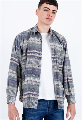 VINTAGE PATTERNED FLANNEL SHIRT S402