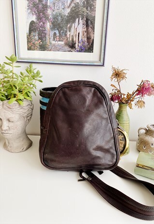 VINTAGE 90S H.J DE ROOY REAL LEATHER BACKPACK RUCKSACK