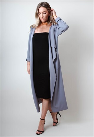 GREY WATERFALL DUSTER JACKET