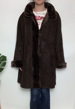 Afghan jacket y2k fur lining deadstock brown suede 