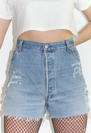 VINTAGE 80'S DISTRESSED HIGH RISE LEVI SHORTS