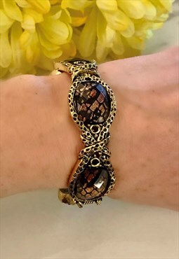 Gold Coloured Snakeprint Bangle / Bracelet