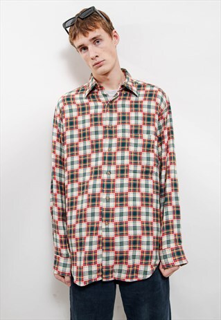 VINTAGE 90S SKATER RELAXED MULTI CHECK BUTTON UP SHIRT MEN L