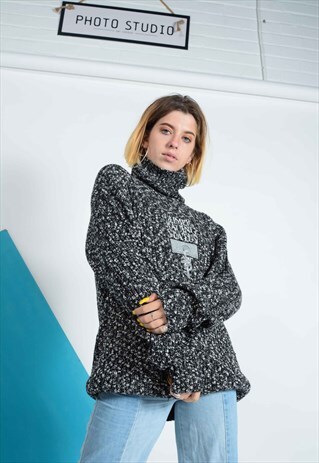 VINTAGE POLO NECK JUMPER IN GREY