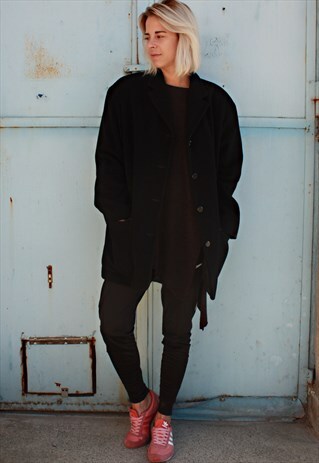 VINTAGE 80' CLASSIC BLACK CASHMERE COAT