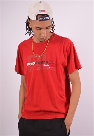 VINTAGE POLO RALPH LAUREN T-SHIRT TOP RED