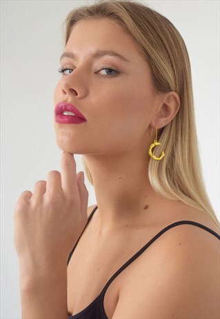 C ALPHABET HOOK DROP EARRINGS IN GOLD