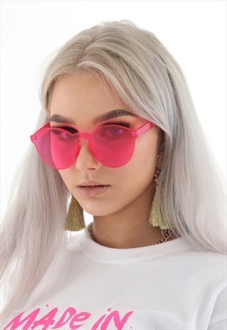 RIMLESS RETRO PINK SUNGLASSES WITH CASE