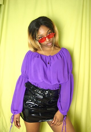 PURPLE LONG SLEEVE CROP TOP