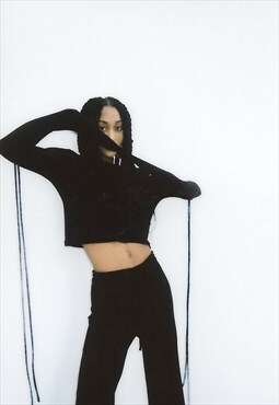 Drawstring long sleeves top