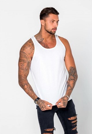 ESSENTIAL BLANK TANK TOP VEST - WHITE