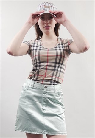RARE VINTAGE 90'S FIORUCCI BLUE SHINE MINI SKIRT