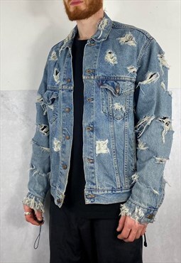 Vintage Levis Ripped Denim Jacket (Large)