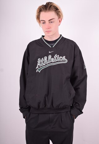 NIKE MENS VINTAGE TRACKSUIT TOP MEDIUM BLACK 90'S