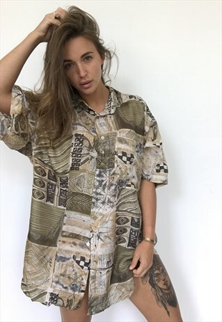PATTERNED OVERSIZED RETRO VINTAGE UNISEX FESTIVAL SHIRT