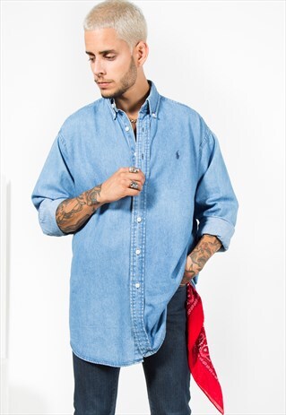 VINTAGE 80'S POLO RALPH LAUREN DENIM SHIRT / 0086 / 403-1