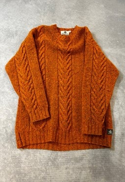 Vintage Knitted Jumper Cable Knit Patterned Grandad Sweater