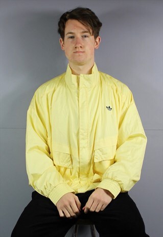 VINTAGE ADIDAS SHELL WINDBREAKER JACKET IN LEMON YELLOW WITH