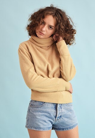90'S RETRO NEUTRAL OVERSIZED ROLL NECK FLEECE JUMPER