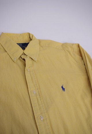 VINTAGE 90S POLO RALPH LAUREN YELLOW MICRO CHECK SHIRT