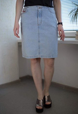 VINTAGE 80'S MINI LIGHT BLUE DENIM SKIRT