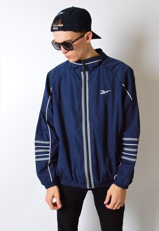 VINTAGE 90S NAVY BLUE REEBOK JACKET