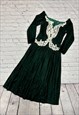 Vintage Jessica McClintock Green Velour Dress