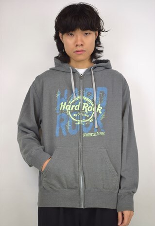 VINTAGE 90S HARD ROCK CAFE GREY ZIP HOODIE