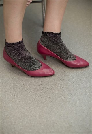 VINTAGE 80'S PINK/PURPLE LEATHER MID-HEELED SHOES