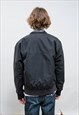 VINTAGE 90S MINIMAL BLACK WIND BREAKER WORKWEAR JACKET 