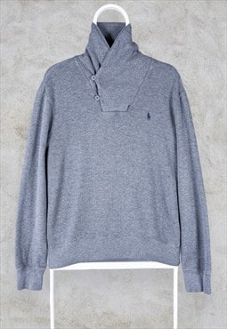 Polo Ralph Lauren Grey Sweatshirt Shawl Neck Men's Medium
