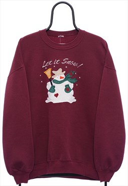 Vintage Let It Snow Christmas Maroon Sweatshirt Mens