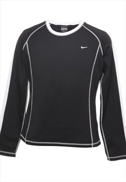 Vintage Nike Black & White Contrast Trim Long Sleeve Top - M