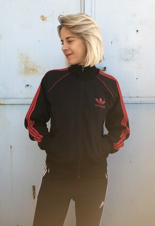 VINTAGE 90' OLDSCHOOL COOL UNISEX ADIDAS BLACK BLOUSE