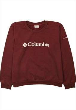 Vintage 90's Columbia Sweatshirt Spellout Crew Neck Burgundy