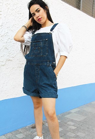 DARK BLUE DENIM SHORT DUNGAREES