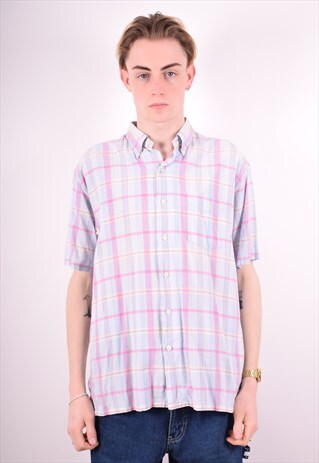 POLO RALPH LAUREN MENS VINTAGE SHIRT LARGE PINK CHECK 90S
