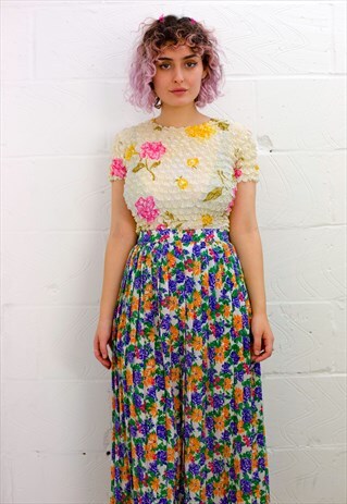VINTAGE MAXI SKIRT WITH FLORAL PRINT