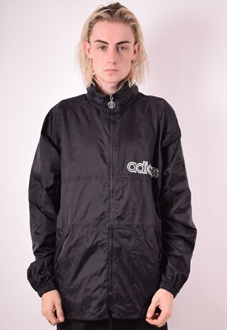 ADIDAS MENS VINTAGE RAIN JACKET XL BLACK 90S