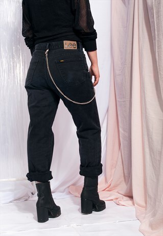 VINTAGE LEE JEANS 90S BOYFRIEND DENIM TROUSERS IN BLACK