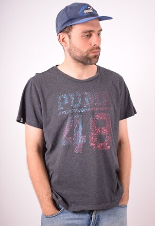 PUMA MENS VINTAGE T-SHIRT TOP XL GREY 90S